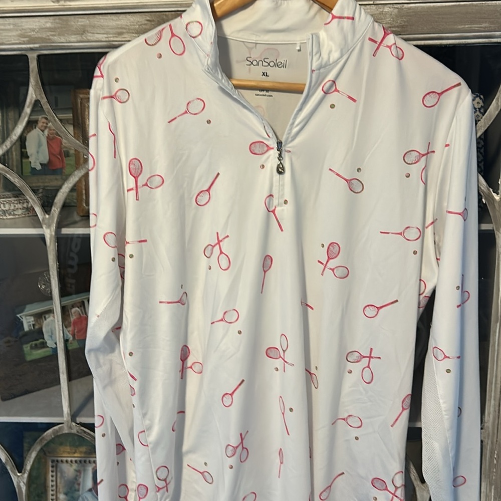 Half-Zip Tennis Top with UPF 50 Protection, Size XL